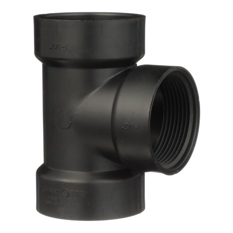Charlotte Pipe 1-1/2 in. Hub X 1-1/2 in. D Hub ABS Flush Cleanout Tee