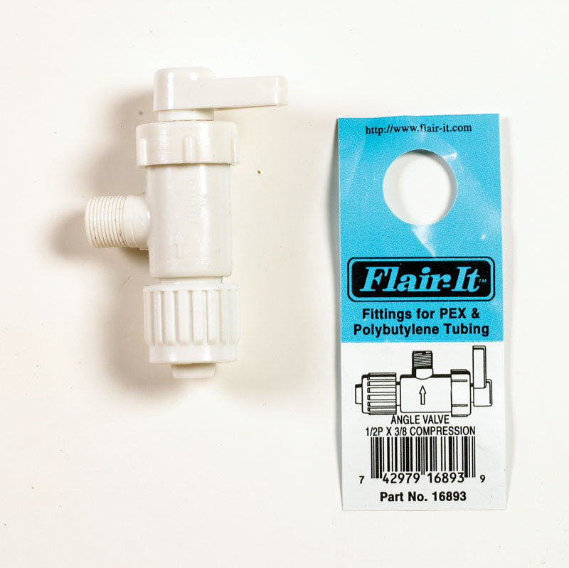 Flair-It 1/2 in. PEX X 3/8 in. Compression Plastic Angle Stop Valve