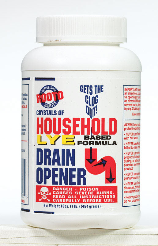 Rooto Household Lye Based Crystals Drain Cleaner 1 lb