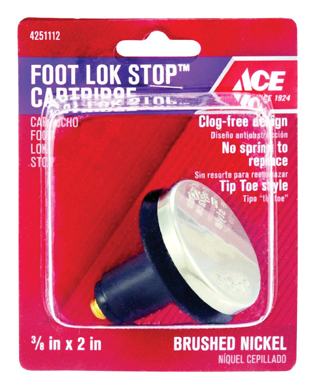 Ace Foot Lok Stop Cartridge 3/8 in. Brushed Nickel Plastic Tub Drain Stopper