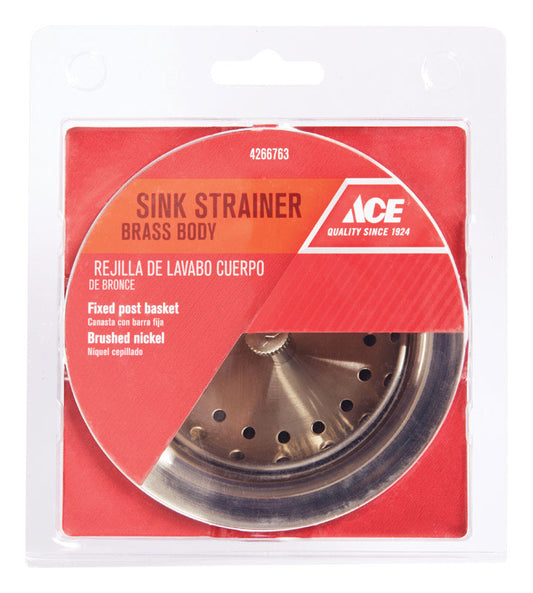 Ace 3-1/2 in. D Brushed Nickel Silver Brass Sink Strainer