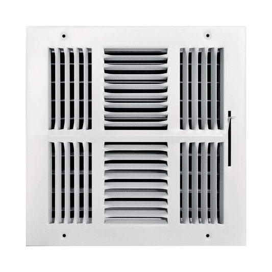 Tru Aire 10 in. H X 10 in. W 4-Way Powder Coat White Steel Wall/Ceiling Register