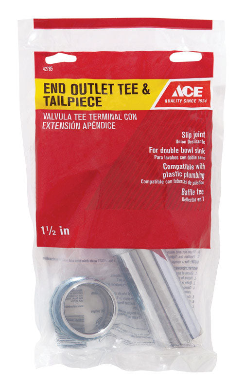 Ace 1-1/2 in. D Chrome Plated Brass Tee and Tailpiece