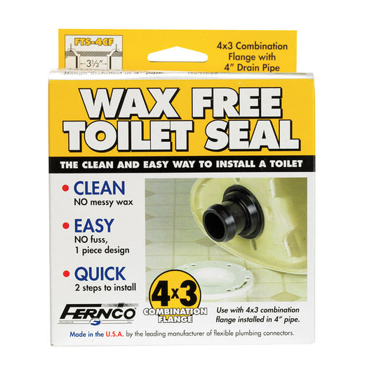 Fernco Wax Free 4x3 Combination Flange Toilet Seal PVC