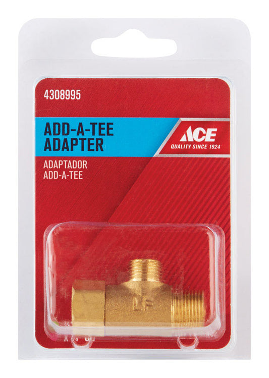 Ace Add A Tee 3/8 in. Female Compression Swivel X 1/4 in. D Male Compression Brass Adapter