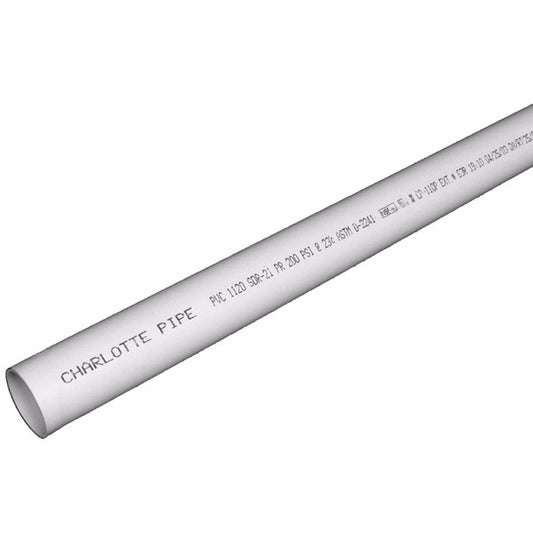 Charlotte Pipe SDR21 PVC Pressure Pipe 1 in. D X 10 ft. L Plain End 200 psi