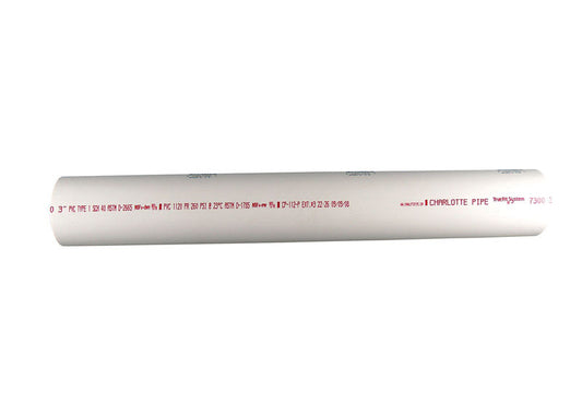 Charlotte Pipe Schedule 40 PVC Solid Pipe 1-1/2 in. D X 2 ft. L Plain End 330 psi