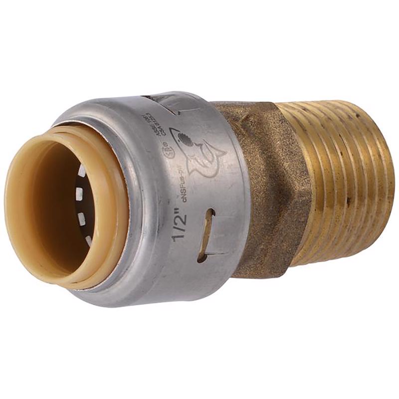 SharkBite Push to Connect 1/2 in. MPT each X 1/2 in. D MPT Brass Connector