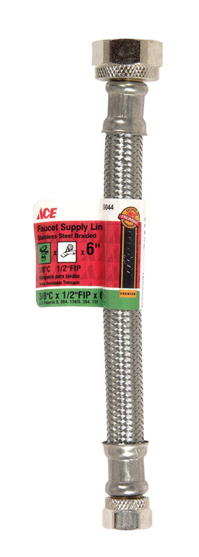 Ace 3/8 in. Compression X 1/2 in. D FIP 6 in. Braided Stainless Steel Supply Line