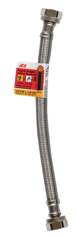 Ace 1/2 in. FIP X 1/2 in. D FIP 9 in. Braided Stainless Steel Supply Line