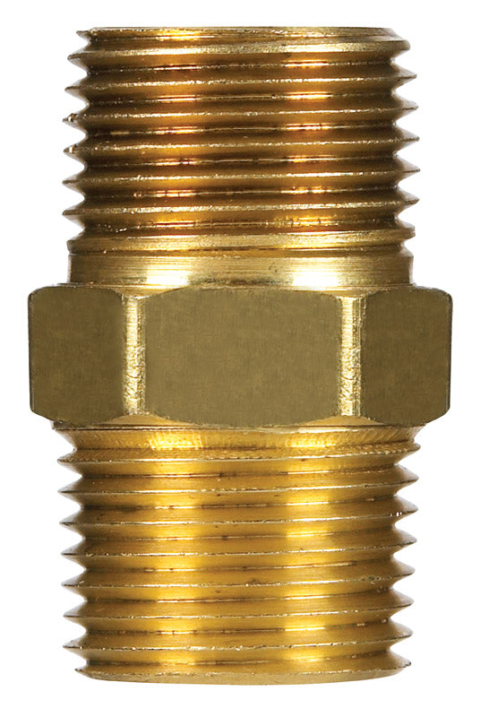 JMF Company 1/8 in. MPT Yellow Brass Hex Nipple