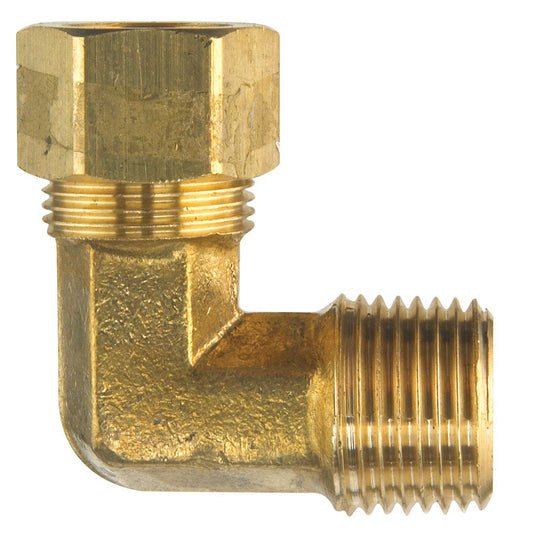 Ace 5/8 in. Compression X 1/2 in. D MPT Yellow Brass 90 Degree Street Elbow