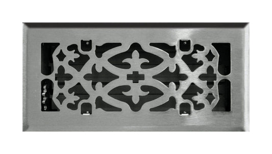 Tru Aire 4 in. H X 10 in. W 1-Way Satin Silver Steel Floor Diffuser