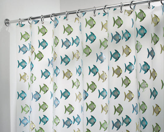iDesign 72 in. H X 72 in. W Blue/Green Fish Shower Curtain PEVA