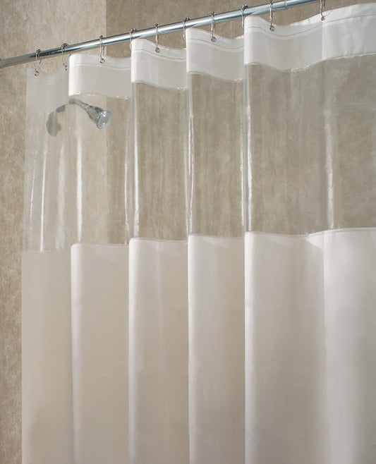 iDesign 72 in. H X 72 in. W White Hitchcock Shower Curtain Liner EVA