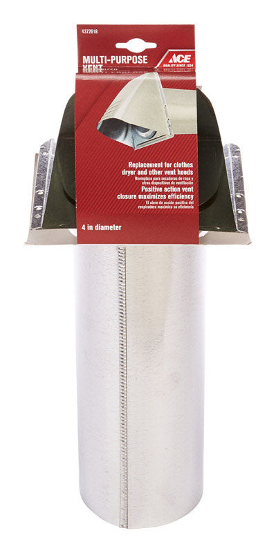 Ace 4 in. W X 4 in. L Galvanized Silver Steel Dryer Vent