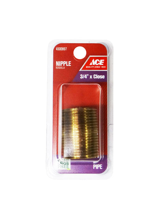 Ace 3/4 in. Male Brass Close Nipple