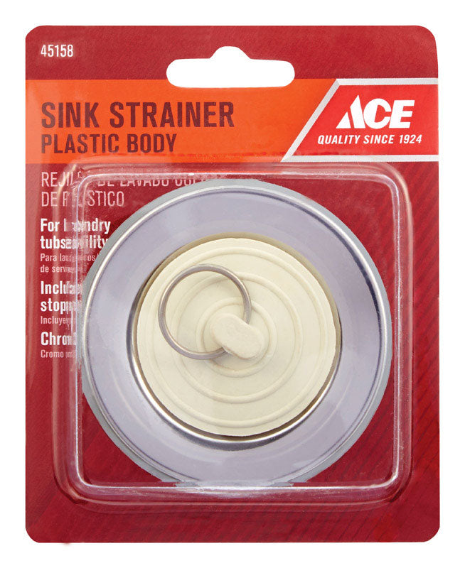 Ace 2 in. Chrome Plastic Laundry Tub Strainer