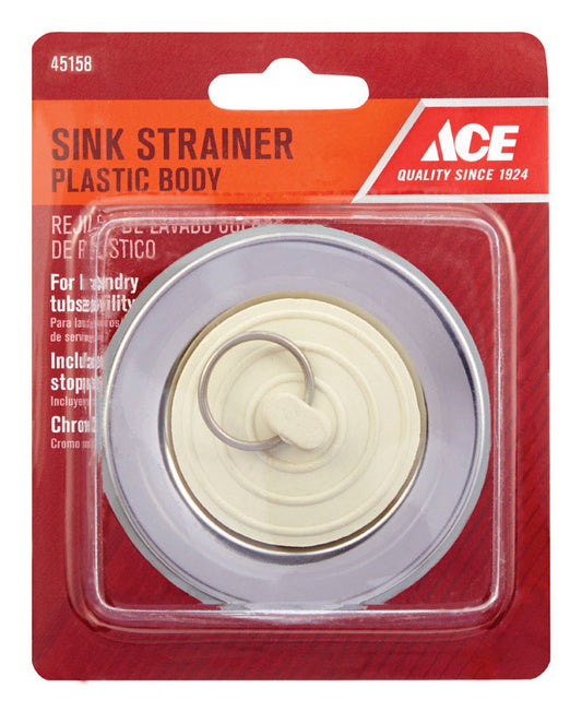 Ace 2 in. Chrome Plastic Laundry Tub Strainer