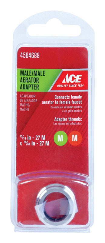 Ace Male Thread 15/16 in.-27M x 55/64 in.-27M Chrome Aerator Adapter