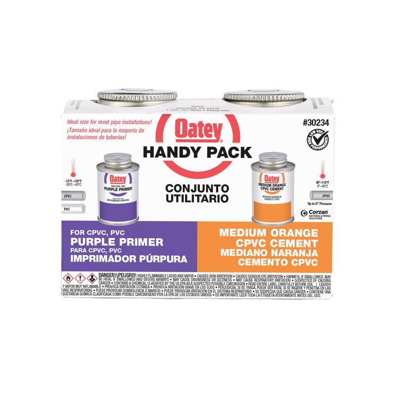 Oatey Handy Pack Orange Primer and Cement For CPVC/PVC 4 oz