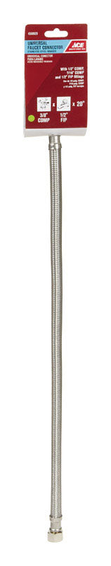 Ace 3/8 in. Compression X 1/2 in. D FIP 20 in. Braided Stainless Steel Faucet Supply Line