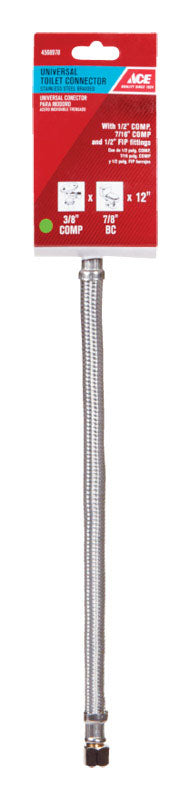 Ace 3/8 in. Compression X 1/2 in. D FIP 12 in. Braided Stainless Steel Faucet Supply Line