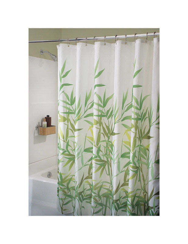 iDesign 72 in. H X 72 in. W Green Anzu Bamboo Leaves Shower Curtain Polyester