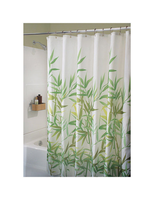 iDesign 72 in. H X 72 in. W Green Anzu Bamboo Leaves Shower Curtain Polyester