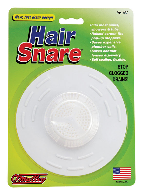O'Malley Hair Snare 5 in. White Plastic Drain Stopper