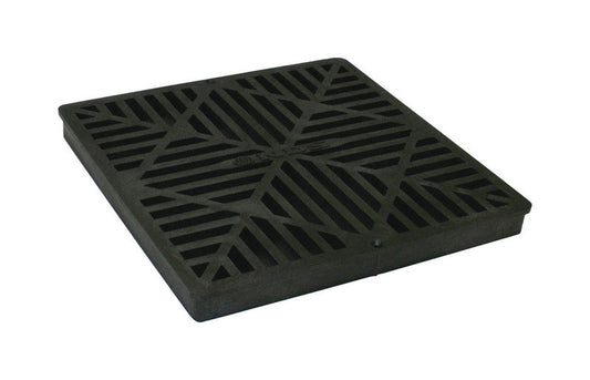 NDS 12 in. Black Square Polyolefin Drain Grate