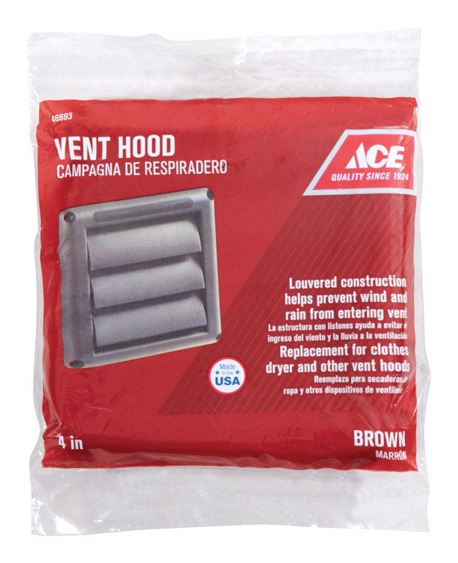 Ace 4 in. W X 4 in. L Brown Plastic Replacement Vent Hood