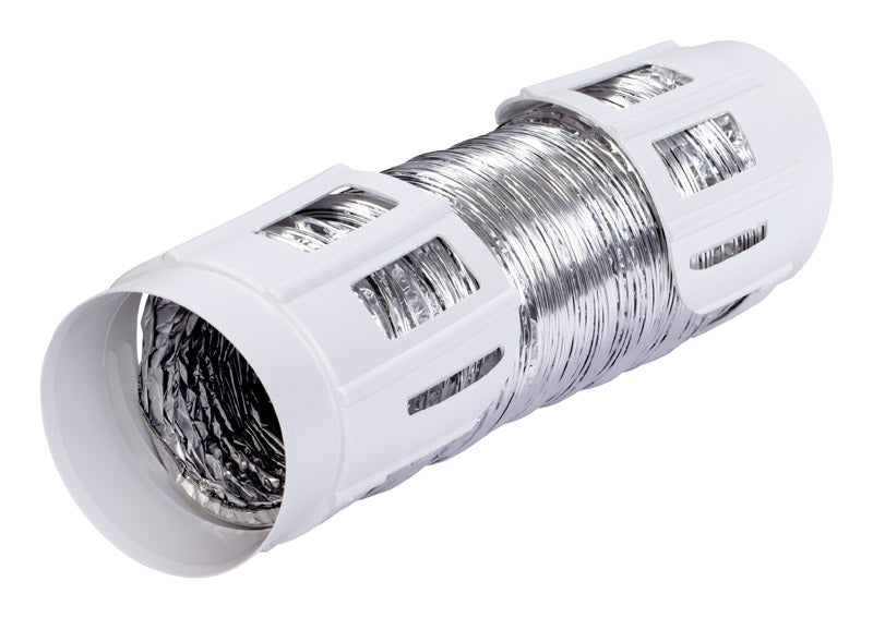 Deflect-O Supurr Flex 8 ft. L X 4 in. D Silver/White Aluminum/Plastic Dryer Vent Kit