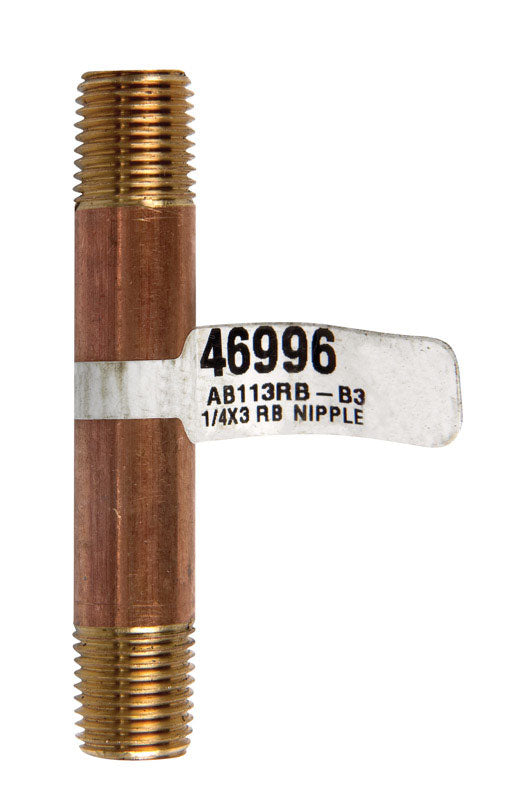Anderson Metals 1/4 in. MPT in. X 1/4 in. D MPT Red Brass Nipple 3 in. L