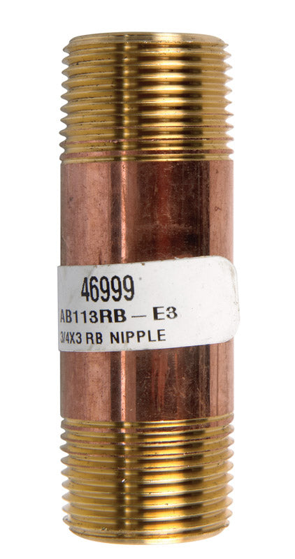 Anderson Metals 3/4 in. MPT in. X 3/4 in. D MPT Red Red Brass Nipple 3 in. L