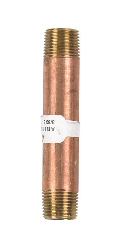JMF Company 3/8 in. MPT Red Brass Nipple 3-1/2 in. L
