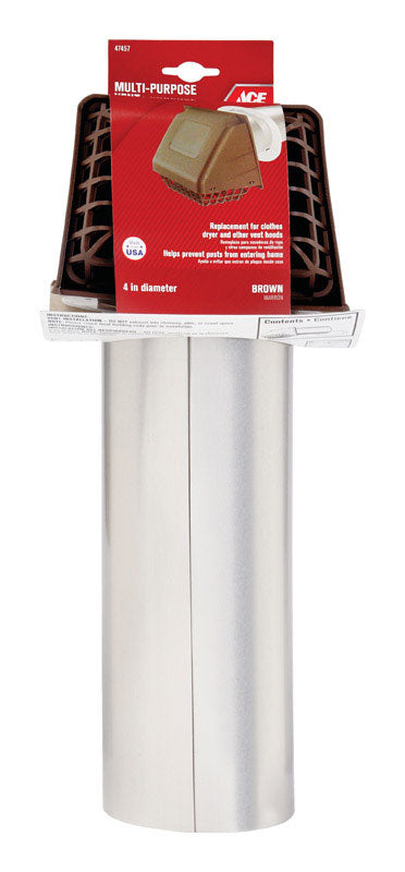 Ace 4 in. W X 6 in. L Brown Plastic Dryer Vent Hood
