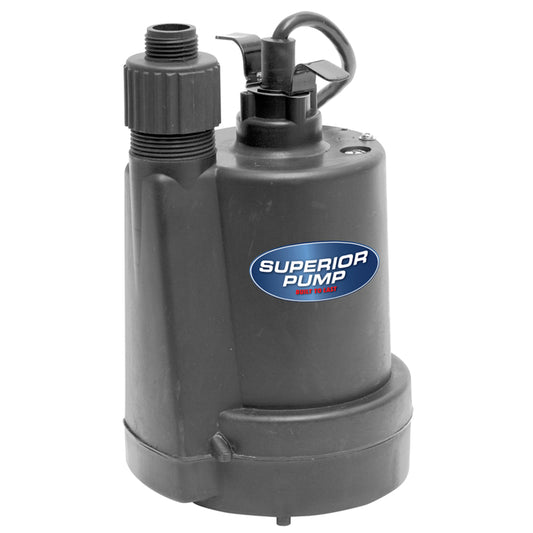 Superior Pump 1/4 HP 1800 gph Thermoplastic Switchless Switch Top Utility Pump