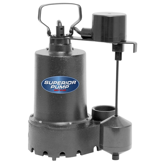 Superior Pump 1/3 HP 2,760 gph Cast Iron Vertical Float Switch AC Submersible Sump Pump 10 ftÂ³