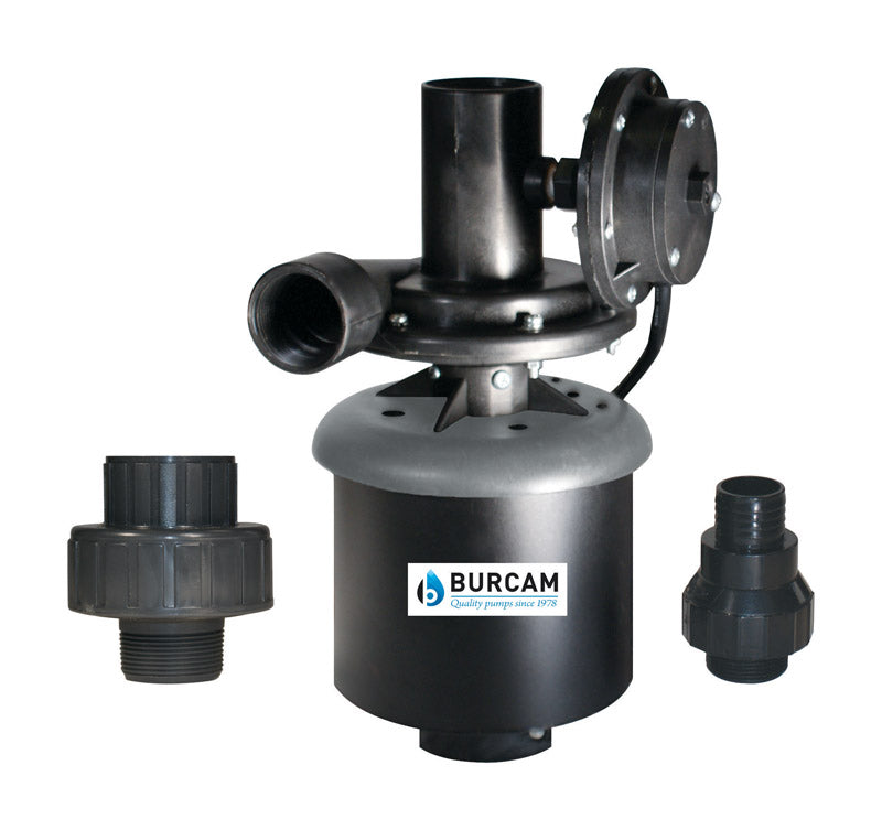 Burcam 1/3 HP 1400 gph Thermoplastic Automatic Bottom AC Laundry Tub Pump
