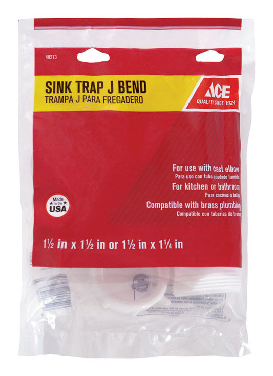 Ace 1-1/2 in. D Plastic Sink Trap J-Bend