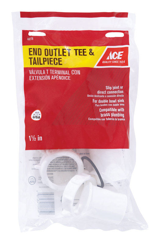 ACE 1-1/2 in. D Plastic Endout Tee and Tailpiece