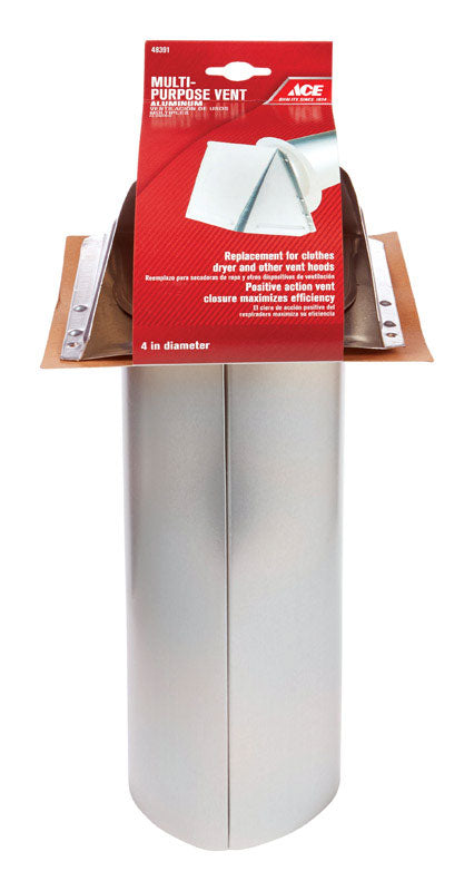 Ace 4 in. W X 6 in. L Silver Aluminum Dryer Vent Hood