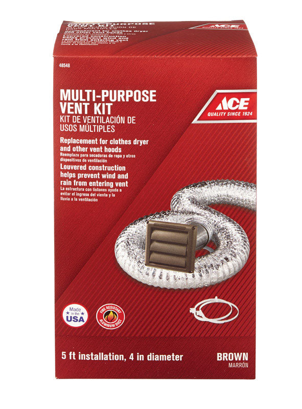 Ace 4 in. W X 6 in. L Brown Plastic Dryer Vent Kit