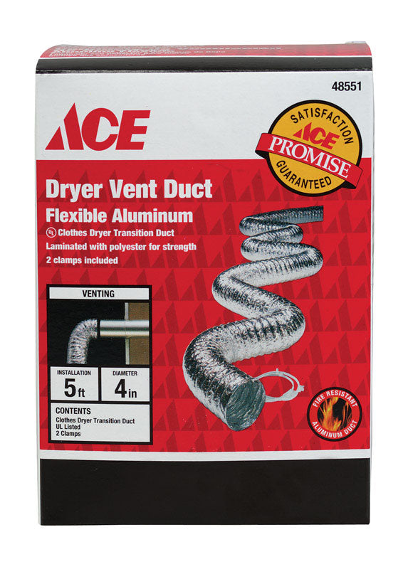 Ace 60 in. L X 4 in. D Silver Aluminum Dryer Vent Duct