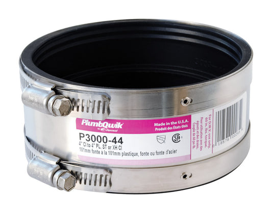 Fernco Proflex Schedule 40 4 in. Hub X 4 in. D Hub Neoprene Rubber 5-1/2 in. Shielded Coupling 1 pk