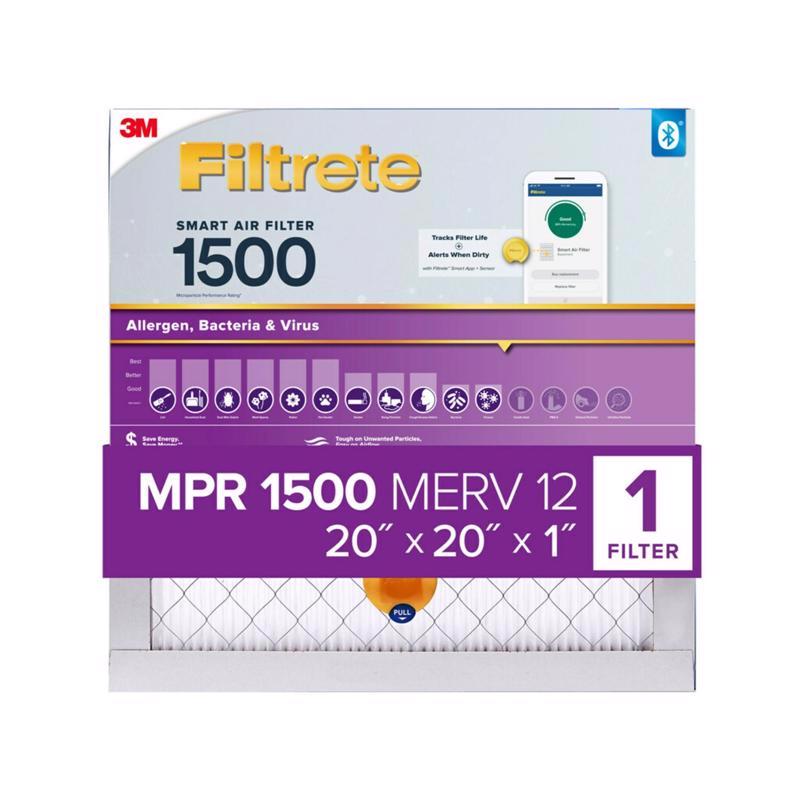 Filtrete 20 in. W X 20 in. H X 1 in. D Polypropylene 1500 MPR Smart Air Filter 1 pk