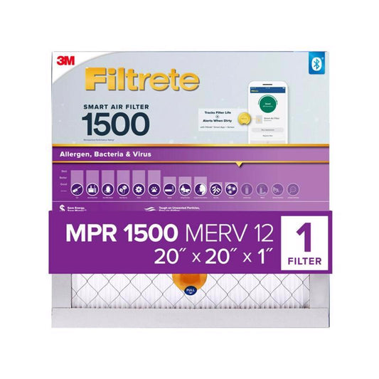 Filtrete 20 in. W X 20 in. H X 1 in. D Polypropylene 1500 MPR Smart Air Filter 1 pk