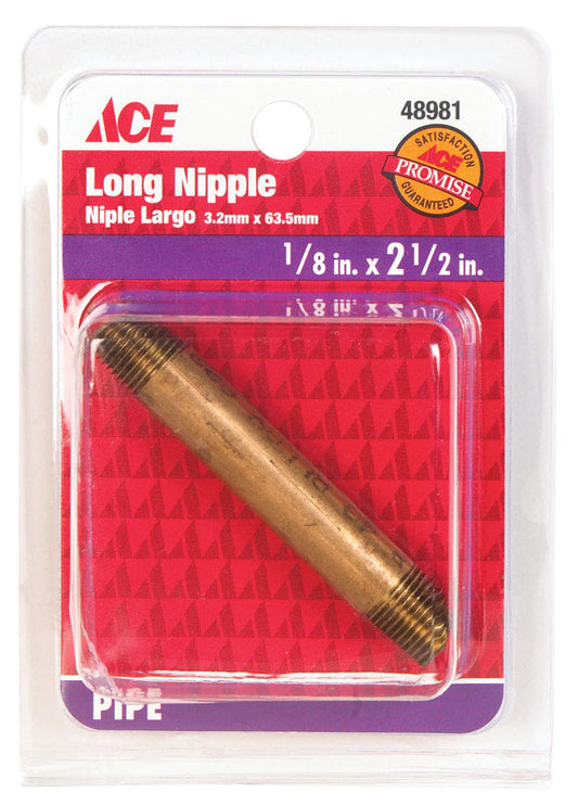 Ace 1/8 in. MPT Red Brass Nipple 2-1/2 in. L