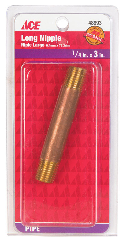 Ace 1/4 in. MPT Red Brass Nipple 3 in. L